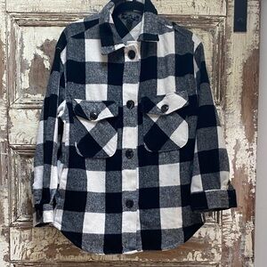 StreetWear Society Flannel Black and White Checkered Jacket Shirt, M